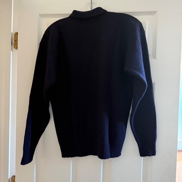 VTG Polo Ralph Lauren Blue Collared Crest Two Button Lambswool Sweater Men’s M - Picture 4 of 11